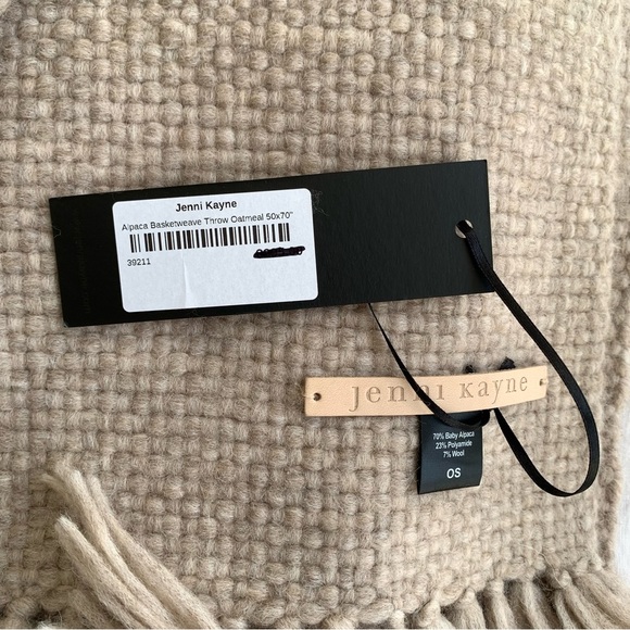 NWT Jenni Kayne Alpaca Wool Basketweave Throw Blanket 50 x 70” Oatmeal - Picture 4 of 7